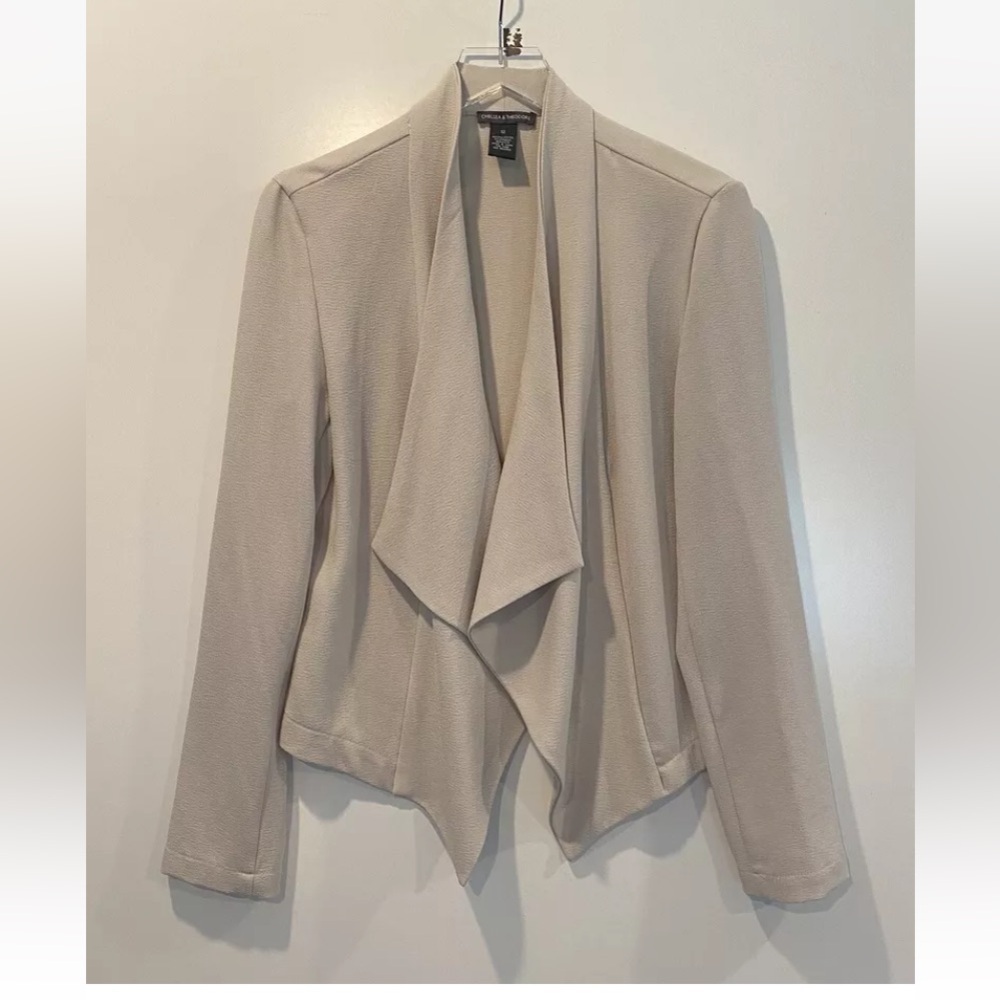 Chelsea & Theodore Beige‎ Open Front Jacket Womens Size 12